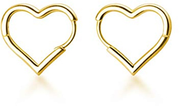 SLUYNZ 925 Plata de ley 1.6CM Pendientes de Aro de Corazón para Mujeres Chicas Adolescentes Dulce Amor Pendientes de Corazón Gota (C-Gold Plated)