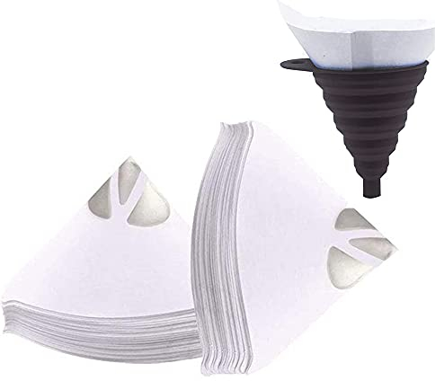250 Pièces Entonnoir Conique à Filtre, Filtres à Peintures Papier, Peinture Papier de Filtre, 190 Microns Maille en Nylon, avec 1 Pièces Entonnoir Pliant Silicone, pour Automobile, Art Artisanat