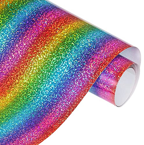 VINYL FROG Holographic Heat Transfer Vinyl Rainbow Heat Press Patterned Vinyl 12 x 5ft Iron on HTV Vinyl for DIY Clothing and Other Fabric