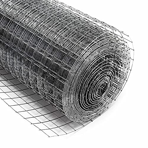 Wiltec Grillage à mailles - 10 m x 50 cm/Épaisseur fil 1,2 mm/Maille 25 x 25 mm - en Acier galvanisé - Grille métallique pour Volière Clapier Clôture Jardin Sylviculture Agriculture