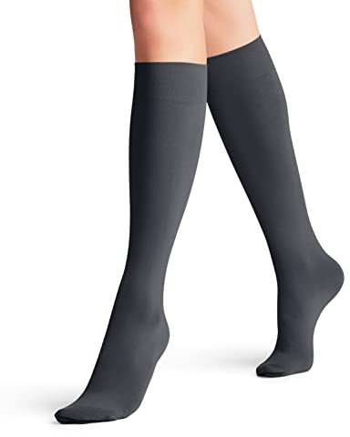 FALKE Damen Kniestrümpfe Seidenglatt 40 DEN W Kh halb-blickdicht einfarbig 1 Paar, Grau Graphite 3146, 39-42