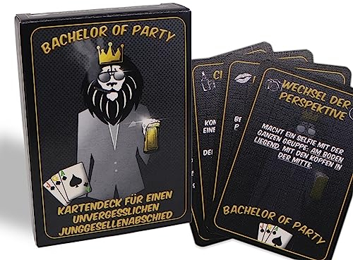 e-Row Bachelor of Party - Ultimatives Männer-JGA Kartenspiel mit vielen lustigen & unvergesslichen Aufgaben für den idealen Junggesellenabschied - 55 Karten (Männer/Bräutigam Edition)