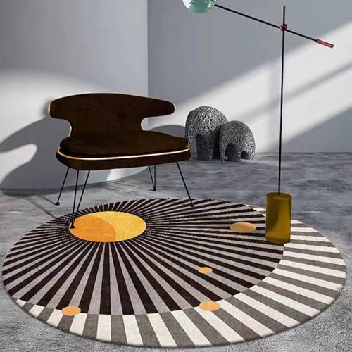 YOY-FS Geometrische Teppiche 60cm 80cm 100cm 120cm 140cm 160cm 180cm Wohnzimmerteppiche rund Schwarz Gold Grau Kleiner großer Teppich für Schlafzimmer Flur Wohnzimmer