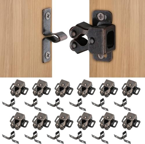 YALiya 12 Stück Möbelschnapper, Doppel-Rollenschnäpper für Schrank,Kleiderschrank Tür Ball Roller Catch, Schranktür Kleiderschrank Tür Latch Fang Geeignet für Schränke/Kleiderschränke/Türen/Schubladen