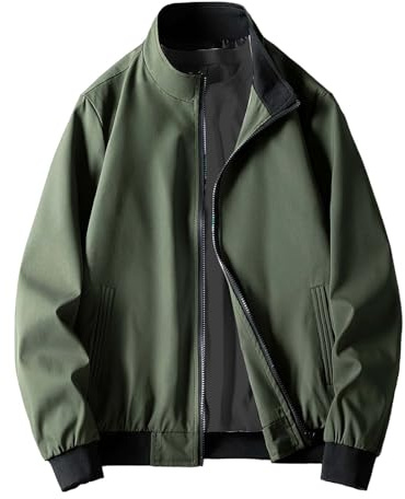 Blouson bomber léger et coupe-vent pour homme - Veste fine - Pour les loisirs - Été - Veste de transition décontractée - Veste d'aviateur - Coupe-vent - Décontractée, vert, M