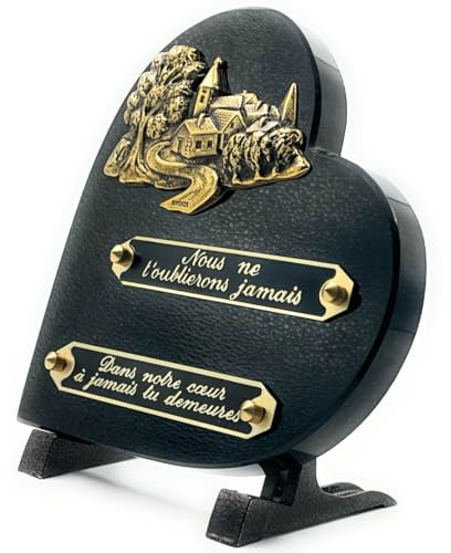 Coeur Plaque Funéraire Coeur | Plaque+funéraire |Pierre tombale | Plaque Commémorative | Plaque funéraire granit | Ornement funéraire (NOIRE)