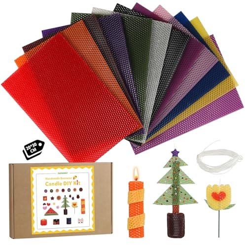 SUPAWAY 12 Pezzi Foglio di cera d'api Kit fai-da-te fare candele Cera api naturale (30x20 cm)