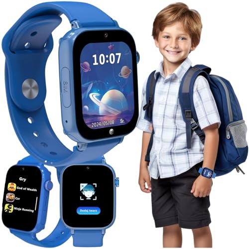 FOREVER Kids Look Me! 3 KW-520 Blue - Smartwatch with SIM Card - 1.85 Inch Display - GPS/LBS/Wi-Fi Location - SOS Function - Calls & Video - IP65 Waterproof Children