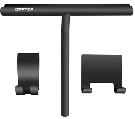 IZPFTOP Tergivetro per Doccia - asciuga vetri doccia Porte e Finestre-pulisci doccia silicone-pulisci vetri doccia Bagno e Specchi - Senza Foratura tira acqua da doccia con 2 ganci(nero, 11inch)