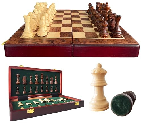 Magnetic Chess Set – Folding Wooden Chess Board with Storage – Portable Chess Game for Home or Travel (12 inch)