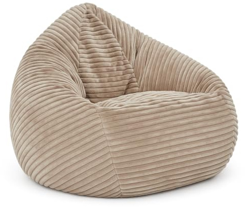 Cordino Drop sittsäck av bred cord – golvsittsäck med EPS-fyllning – bekväm loungefåtölj för vuxna och barn – 2 storlekar – snygg manchestersittsäck med dragkedja (latta macchiato, L)