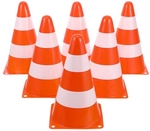 Toddmomy 6pcs Orange Pe Traffic Cones Road Safety Barriers 133x133x230mm High Visibility Driving and Training Cones for Construction Sites and Parking Management