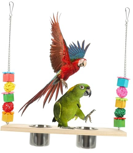 TOYANDONA Juguete De Columpio para Loros con Comedero Columpio Resistente Mordeduras para Pájaros Juguete para Percha De Pájaros Jaula