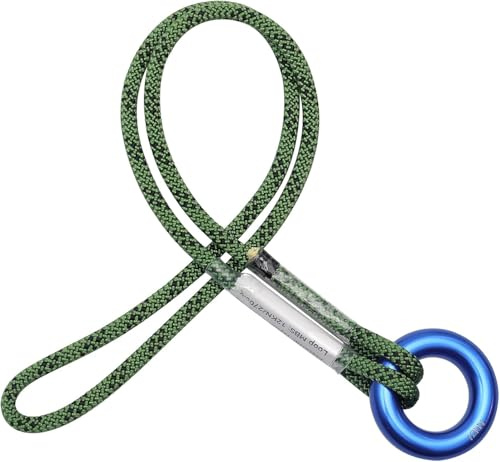 6mm Prusik Loop Cord, Pre-Sewn Prusik Cord Double Braid Rope with Rappel Ring, Polyester Aramid Construction 12kN Load Capacity, Zero-Slip Grip (50cm/19.7inches,Green)