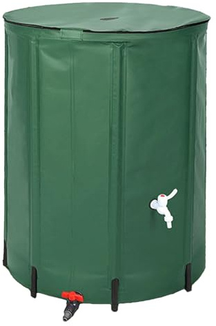 Tonneau de Collecte d'eau de Pluie – 78 x 40 cm en PVC Vert, conteneur Pliable de 78 gallons, réservoir de Rangement léger, économiseur d'eau d'extérieur | Tonneau de Jardin avec Robinet pour