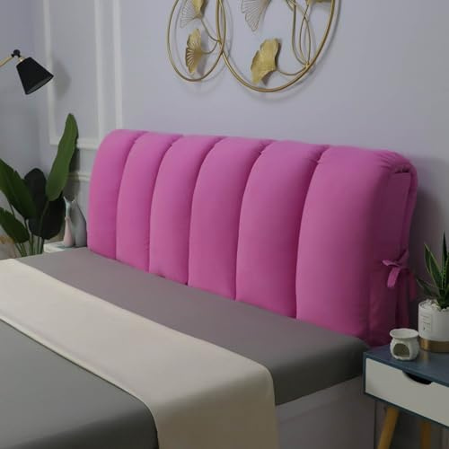 Fodera per testiera imbottita per letto matrimoniale, in metallo, per cuscino e supporto per la schiena, morbida protezione imbottita per testiera (rosa 180 x 50 cm)