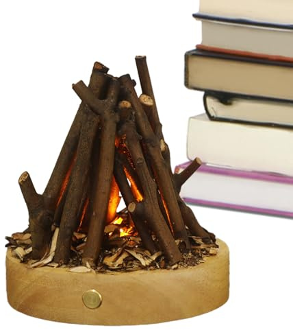 Eldlampa,Brandlampa 3D LED Fake Fire Pit Vedlampa, Bonfire Imitating Night | Falsk lägereld Låtsaslägereld, små elektriska faux eldstäder Nattlampor för bar, , trädgård, trädgård