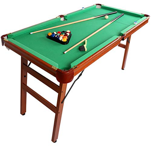 55 Folding Pool Table – Compact Billiard Table with Complete Accessories, Space-Saving Design for Kids & Adults, Includes Cues, Balls, Chalk, Rack & Brush