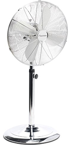 Bestron Ventilateur Sur Pied avec Trois Niveaux de Vitesse, Ventilateur avec Fonction Oscillation à 90° & Hauteur Réglable Jusqu'à 127 Cm, Ø 45 Cm, 50 Watts, Dfs45S, Couleur: Chrome