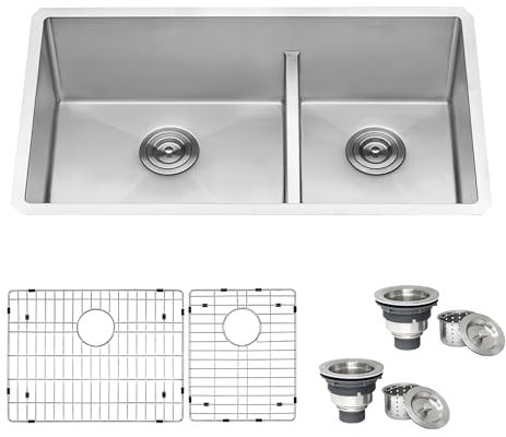 Ruvati 28-inch Low-Divide Undermount Tight Radius 60/40 Double Bowl 16 Gauge Stainless Steel Kitchen Sink - RVH7255
