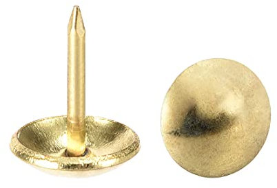 sourcing map Clou Tapissier Clou Ameublement Clou Meuble Punaise Pointe Tapissier Tapis Décoration 10mm Diamètre 11mm Hauteur Rond Pouce Doré pour Sofa Dosserets 30 Pcs