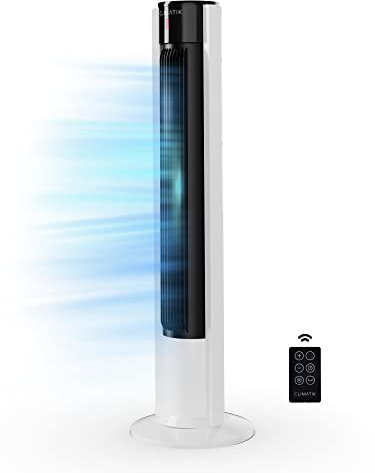 Climatik Tower Fan 43-inch XL, Bladeless Internal Oscillation with 3 Speed Settings With Remote Control, 7-hour Timer, 3x Cooling Modes Regular, Natural Breeze & Night Mode