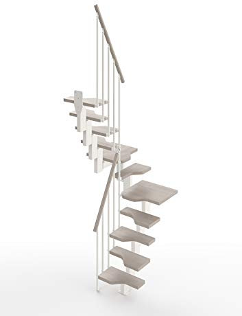 Scala 3 Rampe ad U Salva-spazio alla Marinara Mister Step Mini 11 Gradini - Altezza tra i Piani 241-285 cm. (Tortora, ACCIAIO BIANCO)