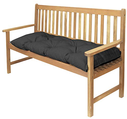 DILUMA | Bankauflage Venezia 180x48 cm Anthrazit | Wasser- und Schmutzabweisende Sitzauflage mit Extra Dicker 8 cm Flockenfüllung | Sitzpolster für Gartenbank