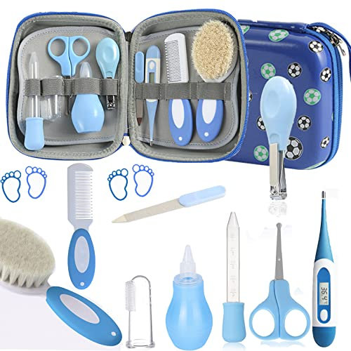 MKNZOME 9 Teile Babypflege Set, Neugeborene Babypflege Zubehör, Baby Nail Kit Safety Cutter, Nasensauger Kamm, Babypflegeset für Neugeborene Geschenk, für mädchen junge Toddler Health Grooming