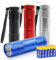 Lookka 4-Pack LED Torch Mini Torch, with 9 LEDs, Colorful Pocket Torch Flashlight for Kids Adult Camping Hiking Outdoor,12 AAA Batteries Included, Blue,grey, (A-01)