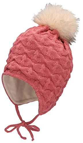 Sterntaler Baby Mädchen Mütze Baby Bommelmütze Struktur Mütze - Mütze Baby - aus Strick mit Ohrenklappen und Bindeband - rosa, 41