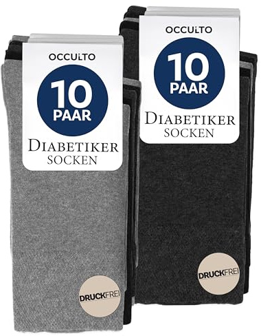 Occulto calcetines diabeticos hombre & mujer pack de 10 (modelo Goetz), calcetines sin costura sin goma