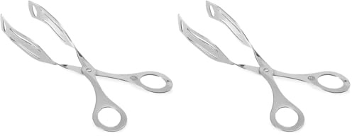 HENDI Pinza per Dolci in Acciaio Inossidabile Argento, Bent Metal Pastry Tongs, Lavabile in Lavastoviglie, Confezione da 2