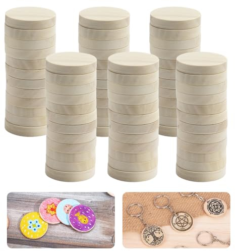 HEKOBAG Runde Holzscheiben, 100 Stück Runde Holzstücken 2,5 cm Holz Log Holzscheiben Unbehandelt Holz Kreistafel Buche Holz Kreistafel für Malerei, Hochzeit, Heimdekoration, DIY-Bastelbedarf