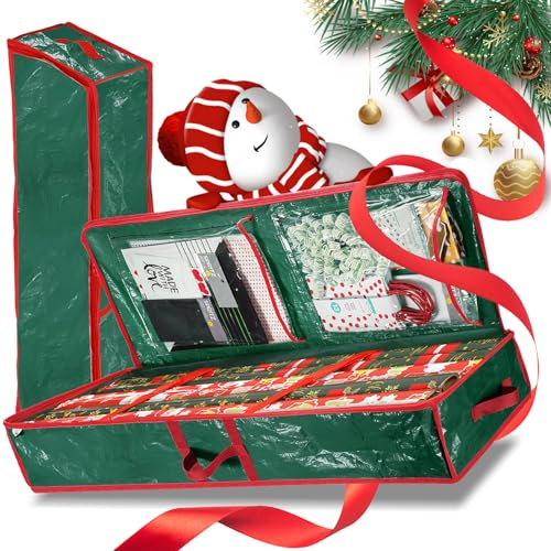 SilverChry Custodia per Carta da Regalo, 102.5x35x16cm Borsa Portaoggetti per Carta da Regalo, con Scomparti, Organizer per Carta da Regalo Impermeabile, Contenitore per Carta da Regalo Natalizia