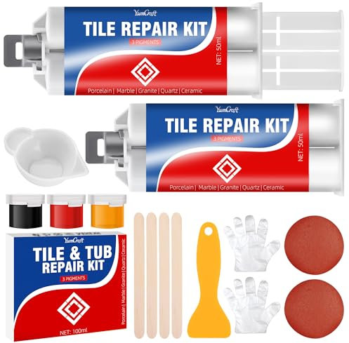 Kit de réparation de baignoire, carrelage et douche, kit de réparation en porcelaine pour réparer les fissures de baignoire, les bosses, les trous, le kit de réparation en fibre de verre – Remplissage