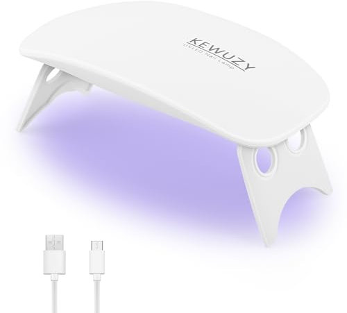 KEWUZY Mini UV LED Nagellampe, Mini UV Lampe für Gelnägel mit Timer, Aushärtungswerkzeug in Mausform Kompakt Leicht für Zuhause, Nagelstudio & Reisen, für Anfänger mit USB Kabel (Weiß)