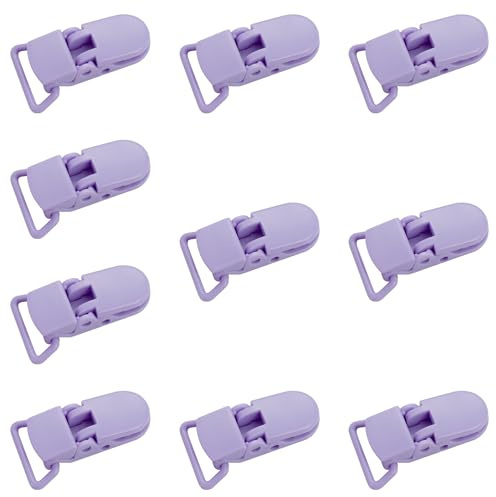 Confezione da 10 clip di ricambio per ciuccio, in plastica, senza BPA, per fai da te, per lavori fai da te, bavaglini e coperte da cucito (9,5 cm, viola)