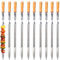 ZMC - 10 brochetas para kebab de 55 cm de acero inoxidable, 2 cm de ancho, 2 mm de grosor, brochetas para carne con mango de madera, para carne, verduras, pescado, estables y reutilizables para