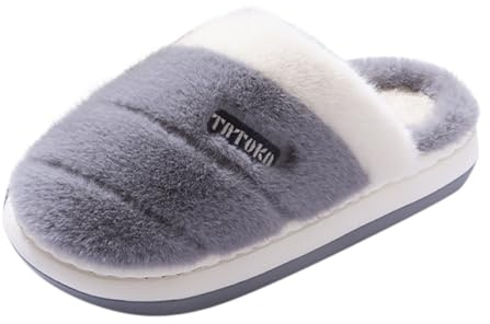 Zapatillas de estar por casa para hombre y mujer, cómodas, suaves, cómodas, cómodas, para invierno, de cabaña, forradas, suaves, cómodas y suaves, gris, 39 EU