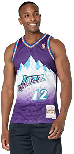 Mitchell & Ness NBA Swingman Jersey John Stockton #12 Utah Jazz – Lila Retro Basketball Trikot Herren 90er Edition, XL