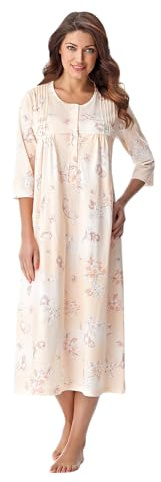 DOROTA Classica Camicia da Notte per Signora/Elegante Camicia da Notte Premaman in deliziosi Colori Pastello in 100% Cotone, Salmone, L (46)