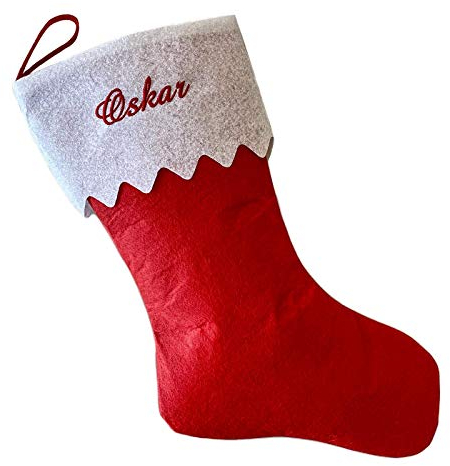 Schnoschi Nikolausstiefel mit Wunschnamen bestickt, Weihnachtsstrumpf Nikolausstrumpf Nikolaus Socken