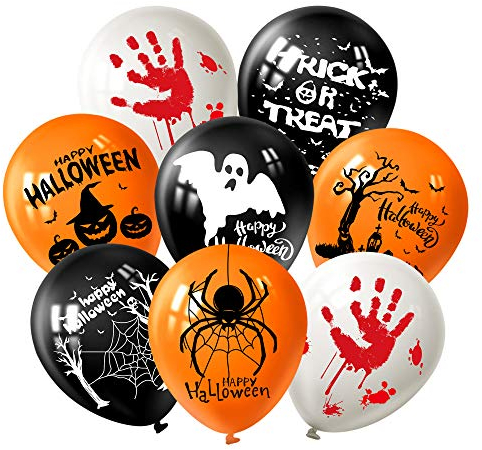 FEPITO 12 Decorazioni di Halloween Palloncini in Lattice 18 Pezzi Halloween Fun Balloons Party con 7 Modelli di Halloween