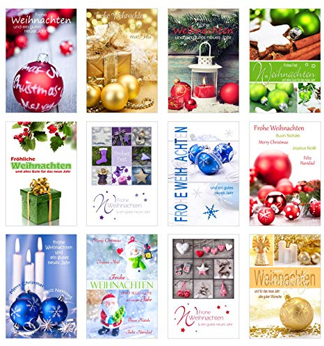 Edition Seidel Set 24 (2 x 12) Weihnachtskarten mit Umschlag. Weihnachten Karte (Doppelkarten/Klappkarten mit Briefumschlag). Postkarte Weihnachtspostkarte