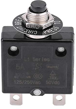 Disjoncteur 5A 8A 10A 15A 18A 20A 30A Interrupteur thermique de réinitialisation en option, 125-250V AC 50V DC Disjoncteur à bouton-poussoir de protection contre les surcharges de courant(30 ampères)