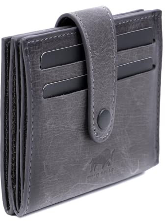 Solo Pelle Slim Wallet aus echtem Leder Platz für über 20 Karten Slimwallet Kartenetui Geldbörse für Männer und Damen (Steingrau)