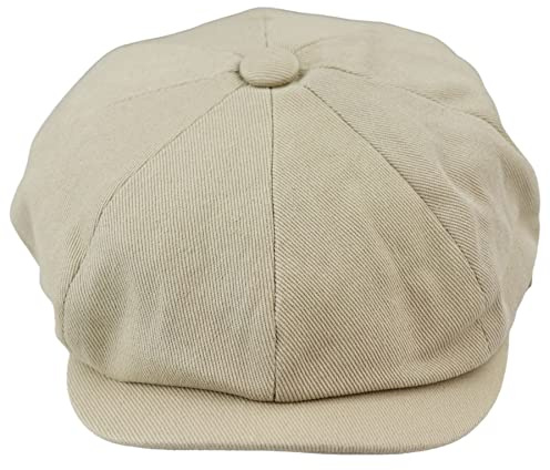 TruClothing Mens 8 Panel Razor Summer Baker Boy Hat Cotton Blinders Newsboy Flat Cap Shelby - Beige S/M