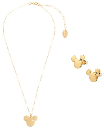 Disney Lilo und Stitch Schmuckset, Mickey & Minnie Mouse Armband Halsband Schmuckkästchen - Mädchen Geschenke (Gold Mickey)