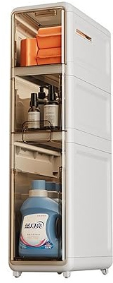 Organizador de Baño. Mueble Auxiliar de Aseo con Ruedas y Cajones. Gabinete de Almacenamiento Estrecho. Armario Lateral Impermeable para Toallas de Baño. Armario Auxiliar de Baño. Cajonera Móvil.